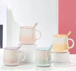 GAEM Кружка с крышкой и ложкой, 350 мл, L13 W10 H12 см, 3в.