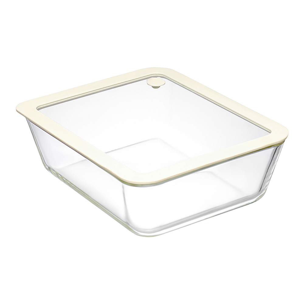 Контейнер для запекания и хранения стеклянный с вакуумным эффектом, 2,6 л, молочный