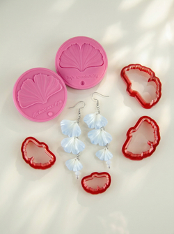 Лист гинкго. Молд/вайнер и каттеры для создания украшений и декора из полимерной глины