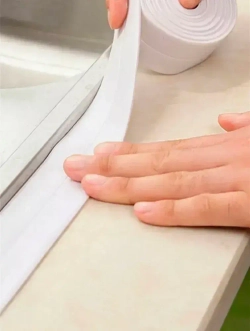 Бордюрная лента для ванны и кухни самоклеющаяся, размером 38мм х 3,2м, плинтус для ванной и раковины, клейкая лента для стыков, декоративный скотч, белый