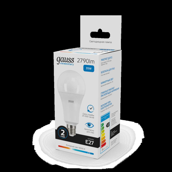 Лампа светодиодная Gauss E27 35W 6500K матовая 70235