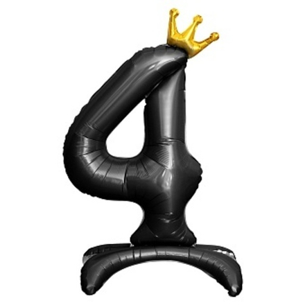 К Цифра 4 Золотая корона на подставке Черный 32''/81 см.