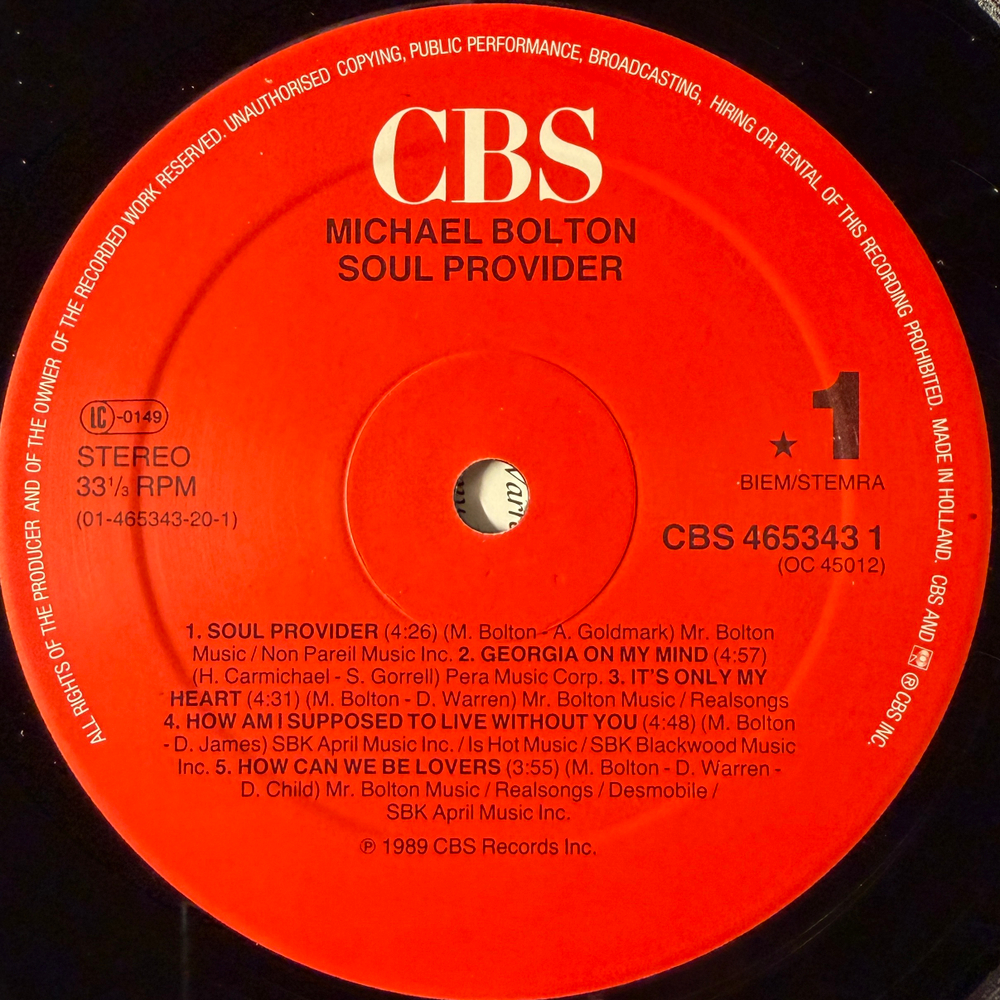 Michael Bolton - Soul Provider (Голландия 1989г.)