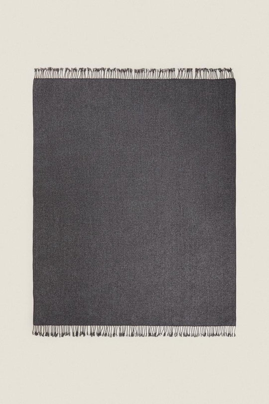 ZARA HOME ПЛЕД ИЗ СИНЕЛИ, ТЕМНО-СЕРЫЙ