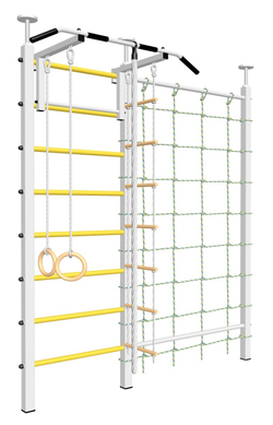 Шведская стенка Sv Sport враспор (Турник стандарт/Канат/Kольца/Лестница/Канатный лаз/Сетка)