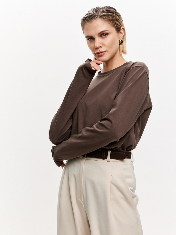 Лонгслив свободного кроя в цвете шоколад