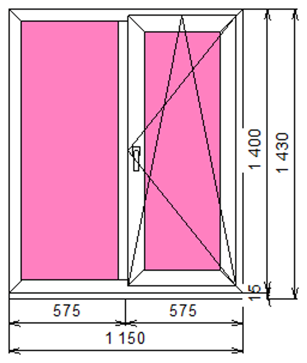Пластиковое окно 1400 х 1150 ТермА Эко