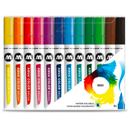 Набор маркеров Molotow AQUA COLOR BRUSH Basic-SET #1 - 12шт
