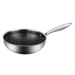 Сковорода Вок (WOK) 29,5/19 см, h 8,6 см New Kitchen Honeycombs нерж. с антиприг. покр. ИНДУКЦ. P.L.