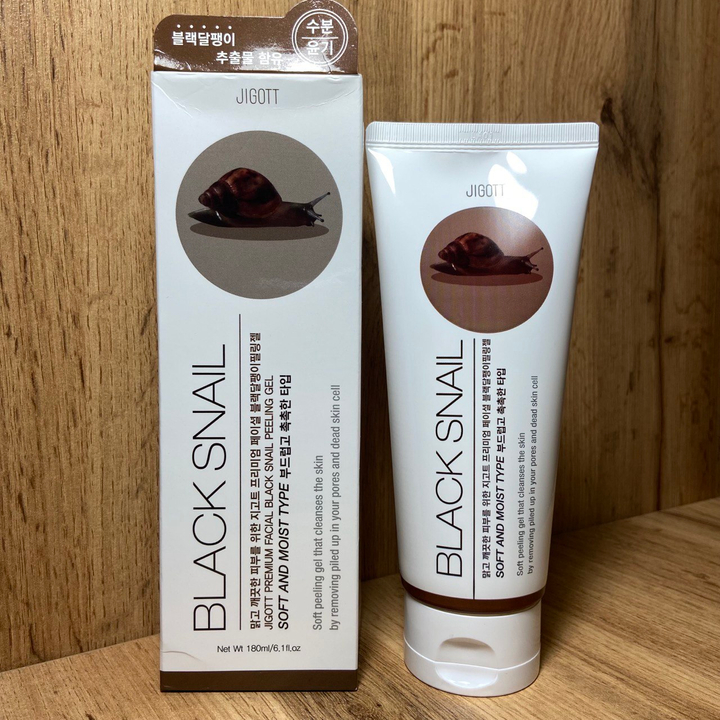 Пилинг-гель для лица Jigott Premium Facial Black Snail Peeling Gel с муцином черной улитки 180 мл