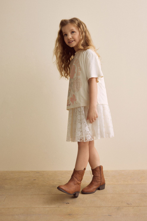 Сарафан и футболка в комплекте для девочки Next E45-369, Кремовый