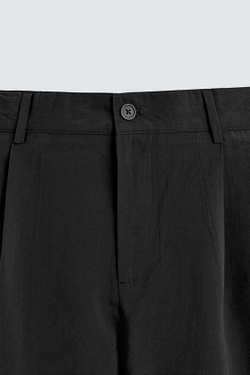 ZARA СТРУЯЩИЕСЯ БРЮКИ СО СКЛАДКАМИ, ЧЕРНЫЙ