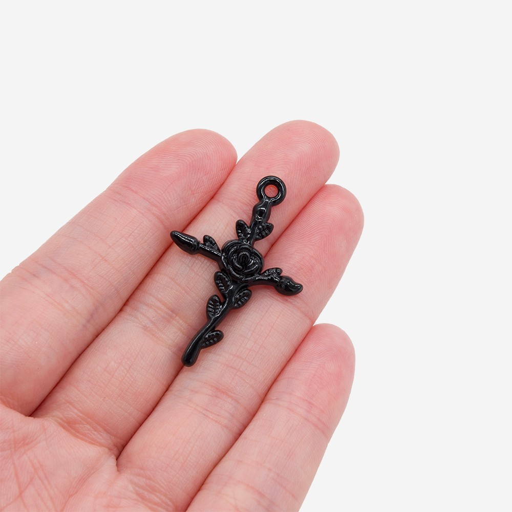 Подвеска "Роза", 34,5*23мм, gun metal