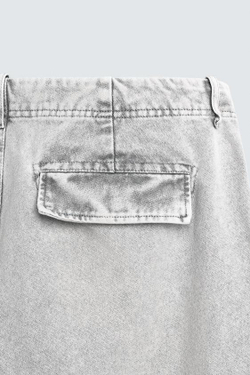 ZARA БРЮКИ КАРГО PARACHUTE С ЭФФЕКТОМ ПОТЕРТОСТИ, СВЕТЛО-СЕРЫЙ