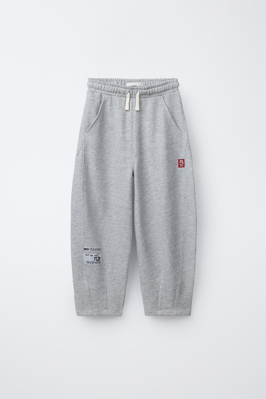 ZARA БРЮКИ BARREL С ЭТИКЕТКОЙ, СЕРЫЙ МЕЛАНЖ