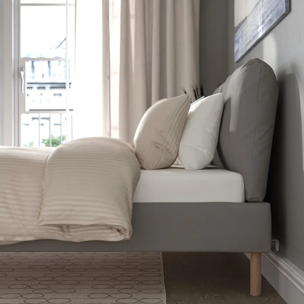Каркас кровати с обивкой - IKEA SAGESUND, 200х140 см, серый, САГЕСЕНД ИКЕА