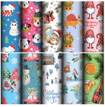 Бумага упаковочная мелов. 70x100см. "Веселый Новый Год" 10 дизайнов в ассорт. (Золотая сказка)