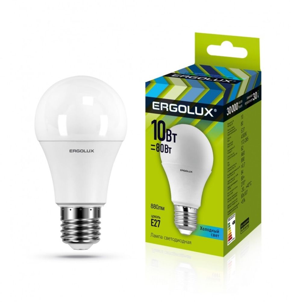 Светодиодная лампа Ergolux LED-A60 (10W/A60/220V/E27/4500K)