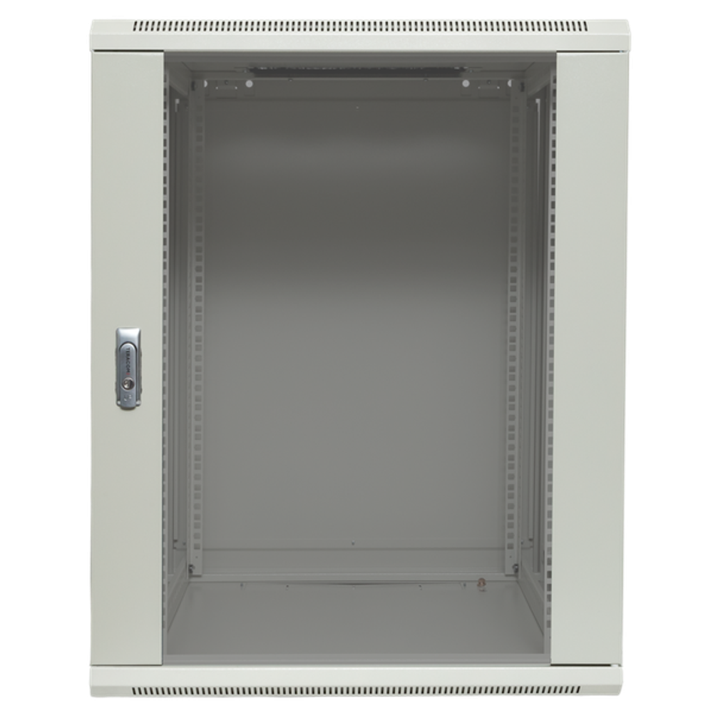 Шкаф настенный 19" TERACOM PRO 12U 600x450 мм дверь стеклянная с замком-ручкой серый
