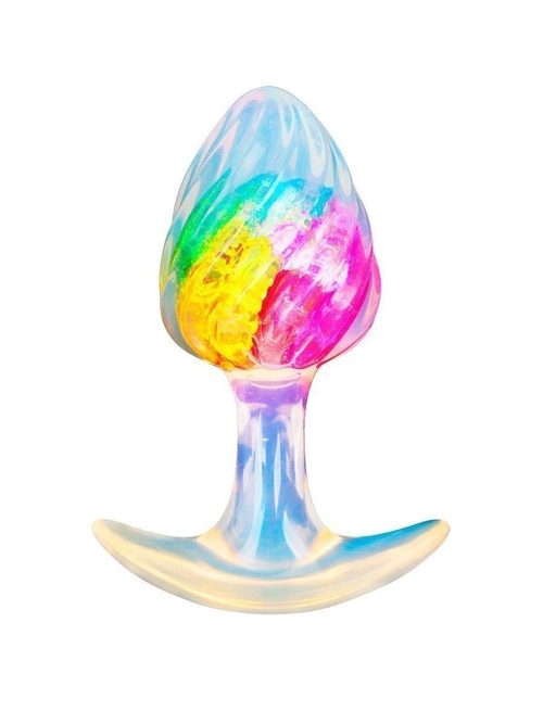 Яркая анальная пробка со спиралевидным рельефом - 9 см.