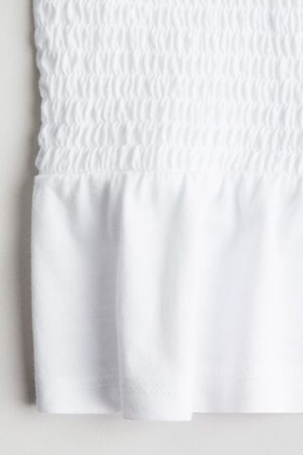 H&M Футболка со сборками и баской, белый