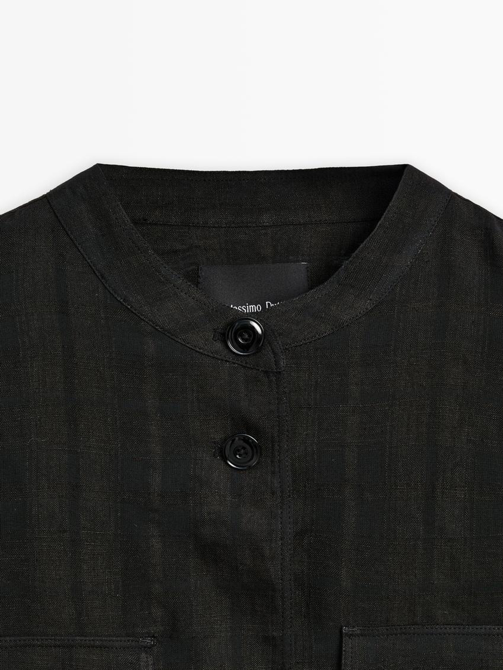 Massimo Dutti Куртка-бомбер в клетку, черный