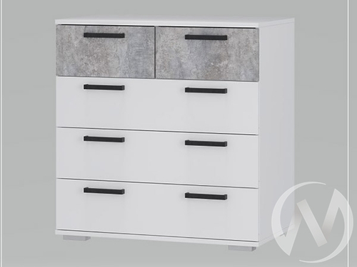 Комод Стандарт-5 NEW (белый/цемент светлый)