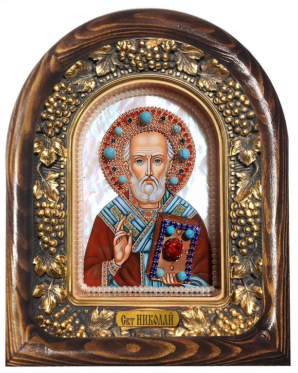 Святитель Николай (перламутр, бирюза)