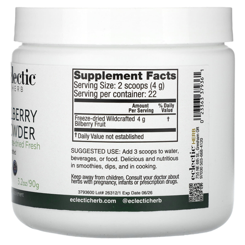Eclectic Herb, Черничный порошок, 90 г (3,2 унции)