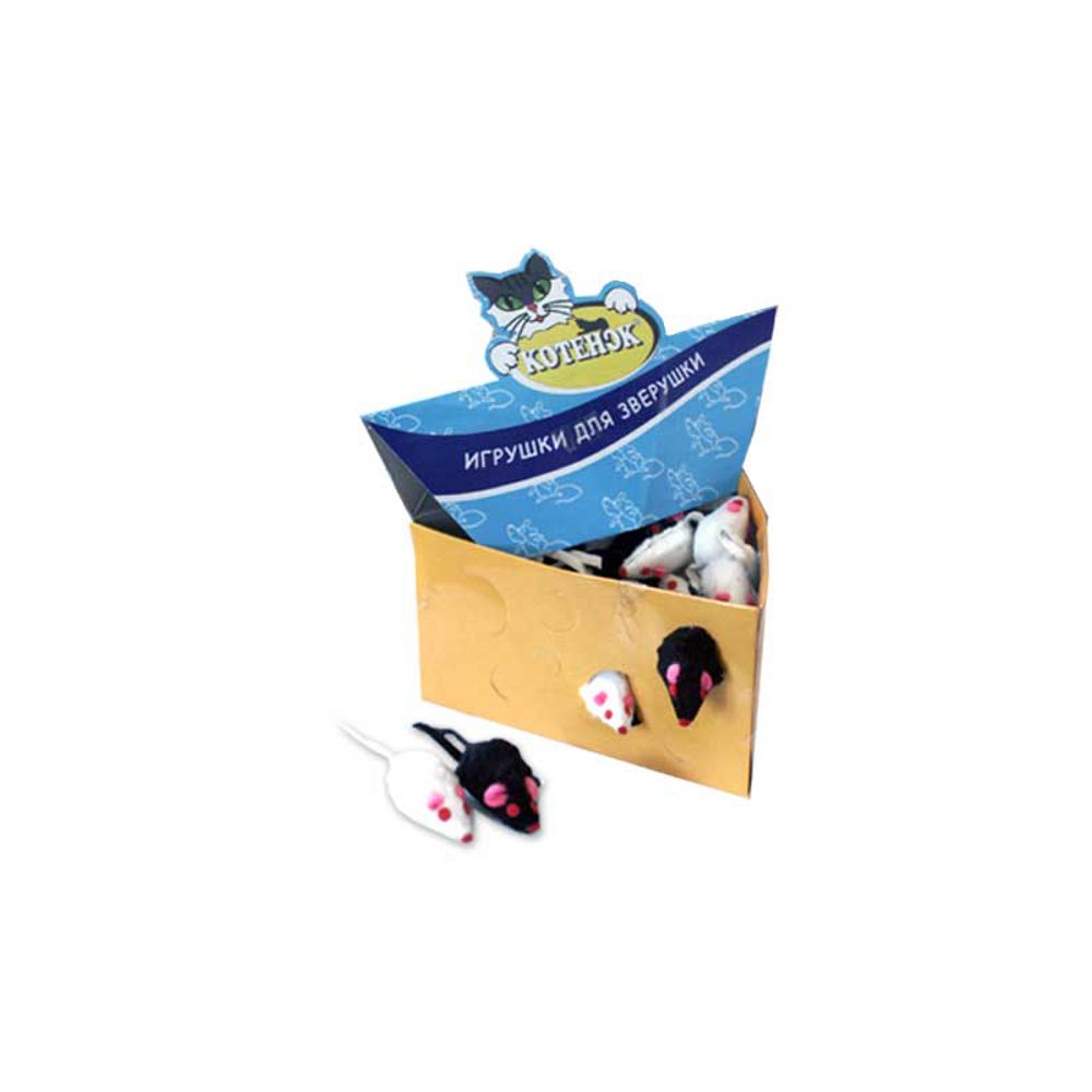 Игрушка КОТЕНОК мышь с коротким мехом, 5 см (6 шт)