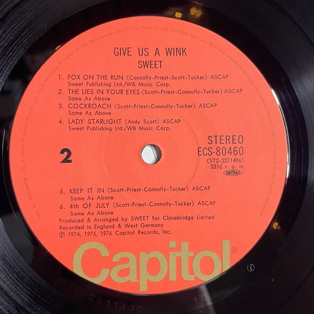 Винтажная виниловая пластинка LP Sweet Give Us A Wink (Japan 1976) (No Obi)