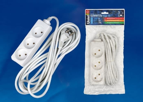 S-CD3-5 Удлинитель Uniel серии Стандарт, б/з, 3 гн., шнур 5 м