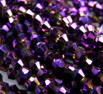 ББЛ005НН3 Хрустальные бусины "биконус", цвет: фиолетовый металлик, размер 3 мм, кол-во: 95-100 шт.