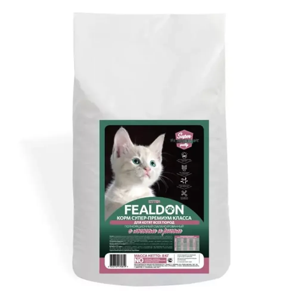 Сухой корм Fealdon Kitten Super Premium для котят, с лососем и рисом Сухой корм Fealdon Kitten Super Premium для котят, с лососем и рисом