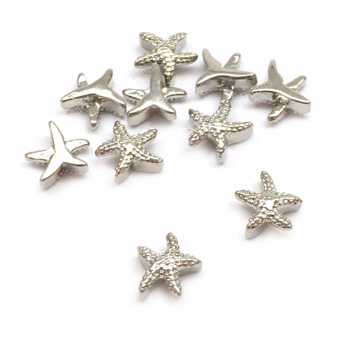 Бусина "Морская звезда" 6х5 мм, родий