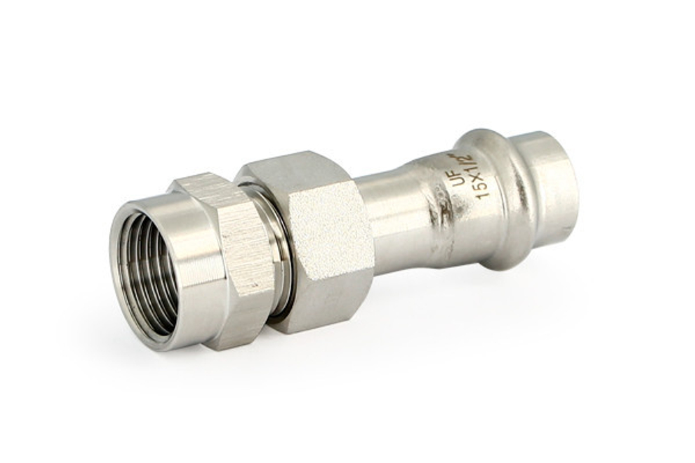 Муфта пресс-В 15 x 3/4' с разъемным соединением и плоск. прокладкой нерж.сталь