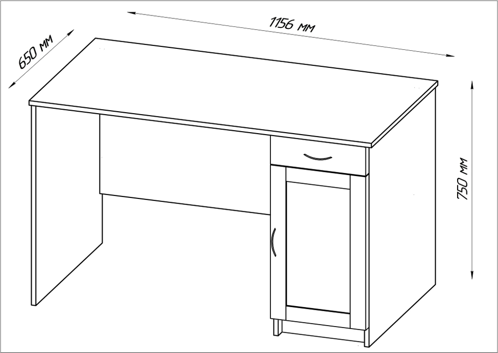 Стол письменный Кастор 116х65 (серый)