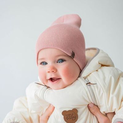 Two-ply cotton hat 3-18 months - Dusty Rose