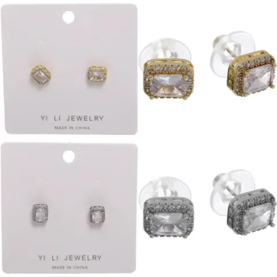 Серьги из гиппоалергенного металла со стразами «ПАЛУМНА», классика, цвет золото и серебро, 1*0,8см