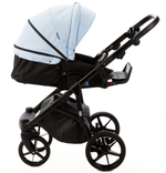 Детская коляска Adamex Nola Deluxe 2 в 1 N-SD112 (ГОЛУБАЯ КОЖА + ЧЕРН.КОЖА)