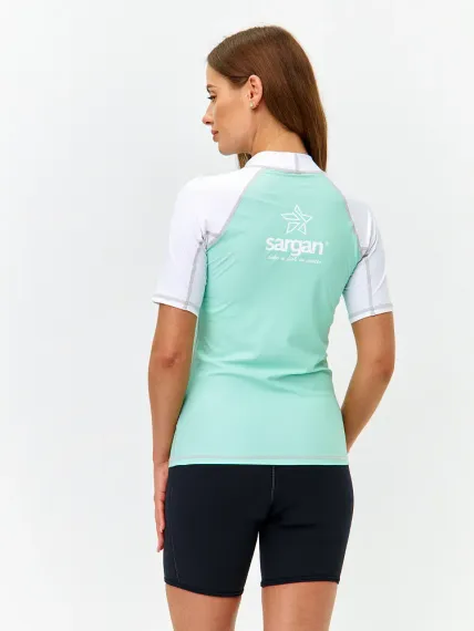 Футболка рашгард Sargan Агидель UPF 50+ женская св.мятный/белый