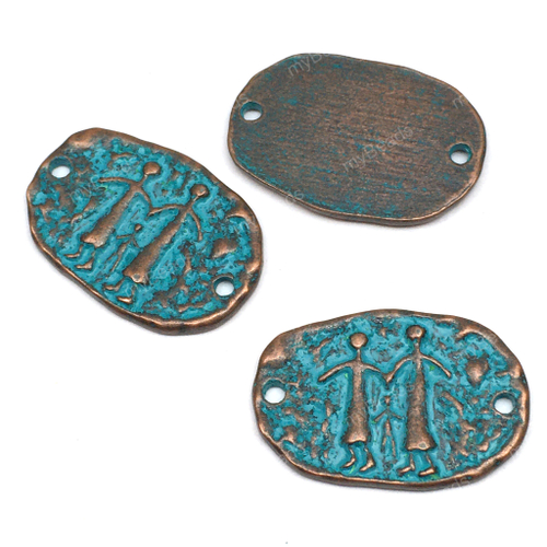 Коннектор с патиной "Семья" 21х15 мм, под медь