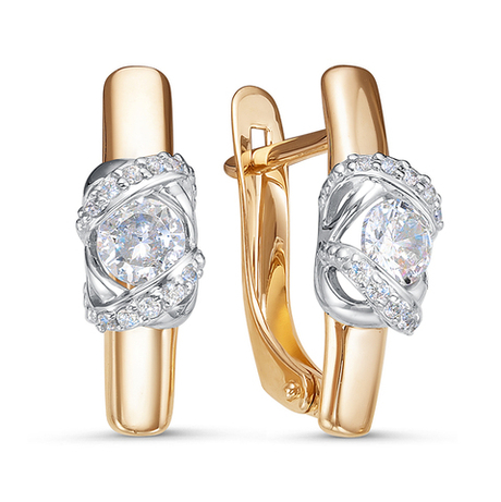 Серьги из золота 585 пробы с Фианит