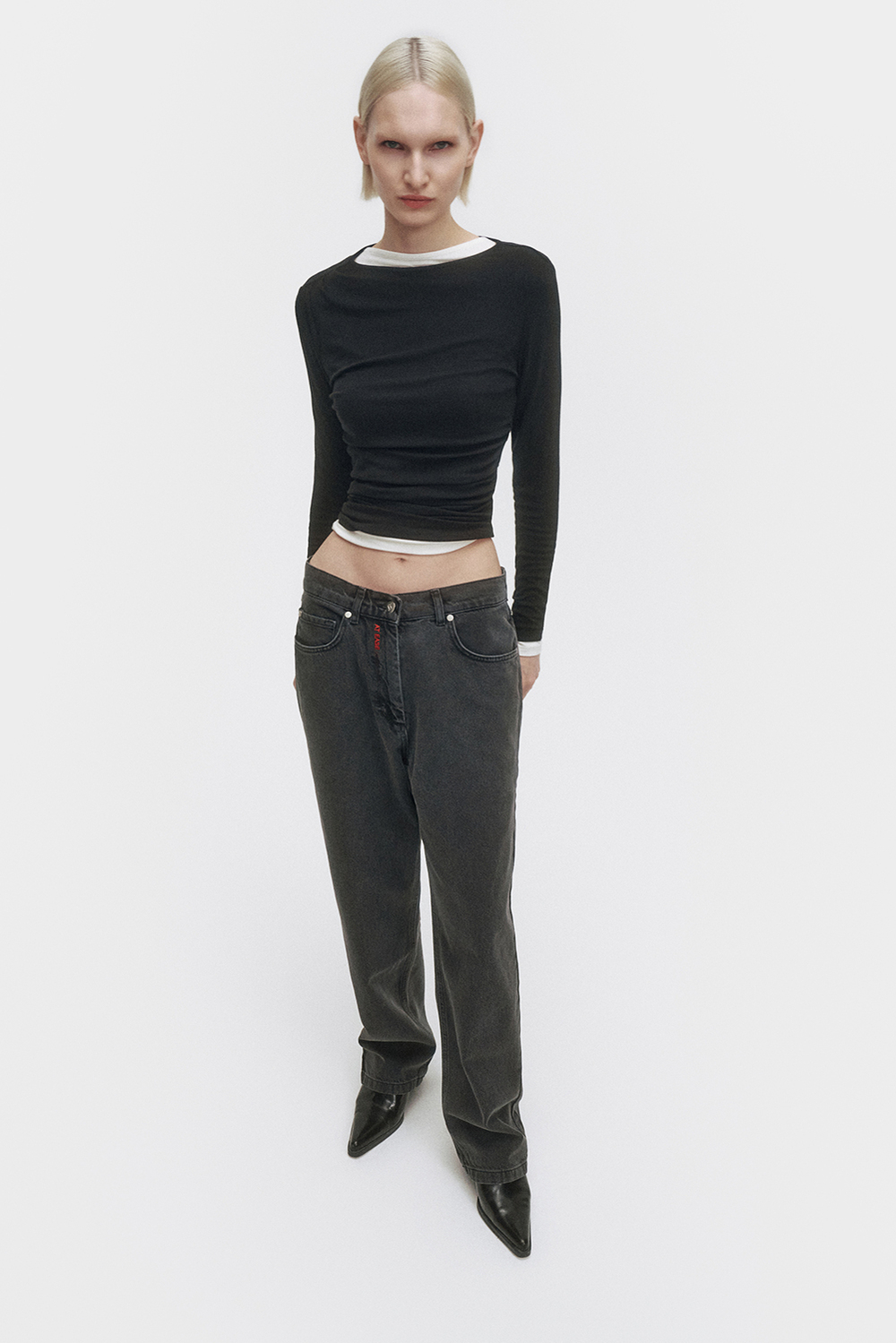 Джинсы женские широкие серого цвета Woman Jeans Wide Grey