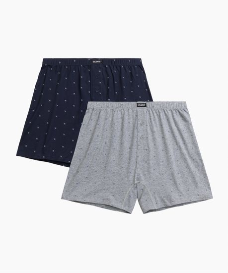 Трусы (2 шт) мужские семейные Atlantic 2MBX-072, хлопок, серый меланж + темно-синий