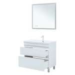 Тумба с раковиной Aquanet Нота New 90 344147+284114 белая глянцевая