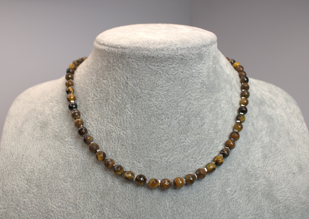 Чокер с натуральным тигровый глазом «Тигровая звезда»