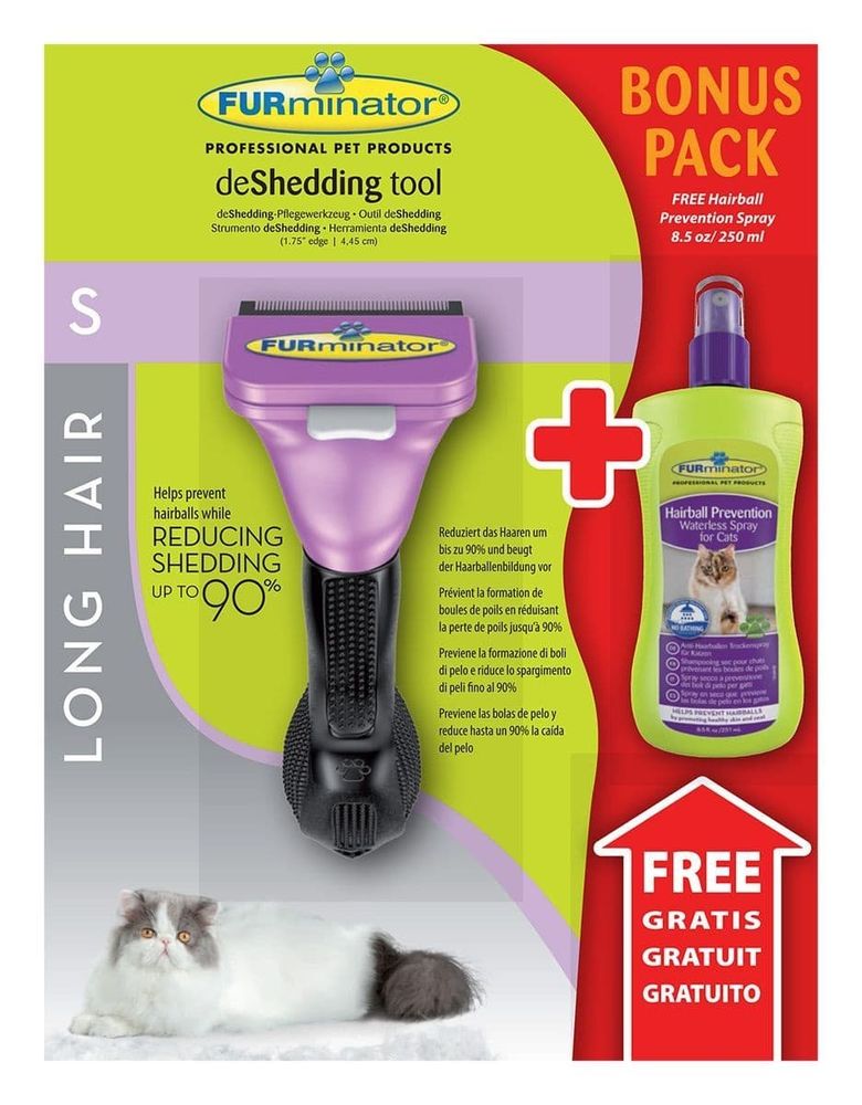FURminator Short Hair Small Cat 4 см + FURminator шампунь-спрей от колтунов без смывания 250 мл АКЦИЯ