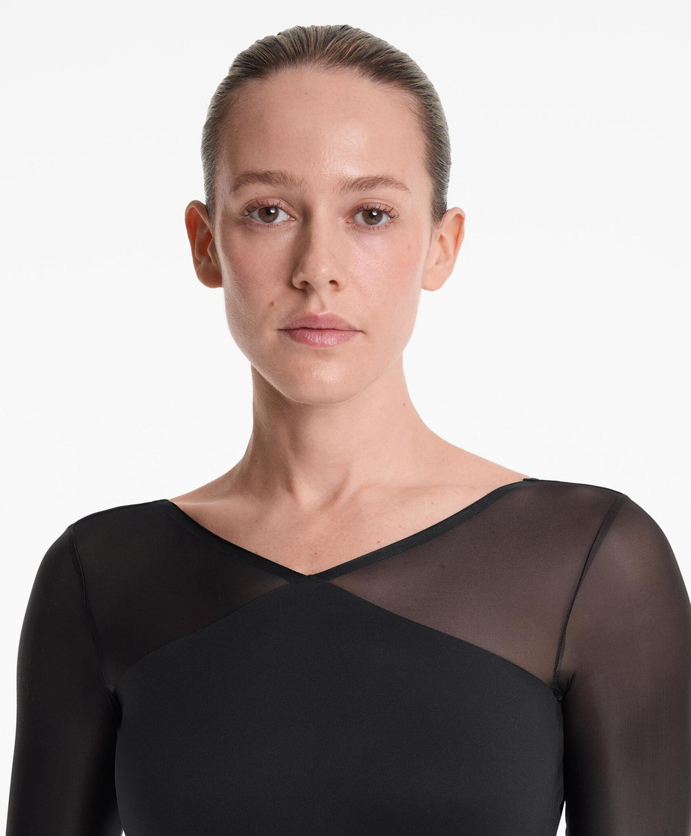 Oysho Длинный комбинезон Perfect-Adapt с сетчатыми вставками, черный