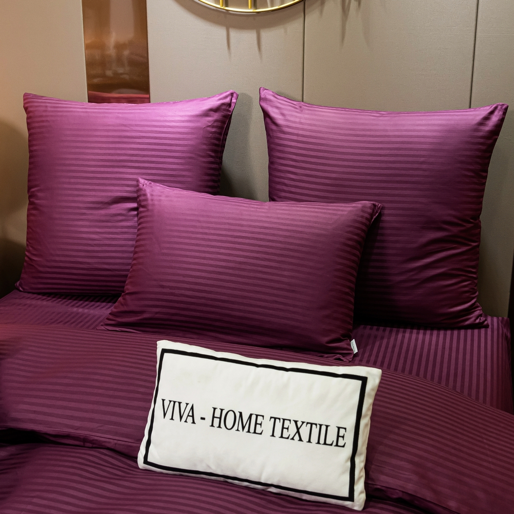 КПБ Страйп Сатин Однотонный на резинке CTR034, 1.5 спальный, наволочки 70-70 2 шт, простынь 120*200*25